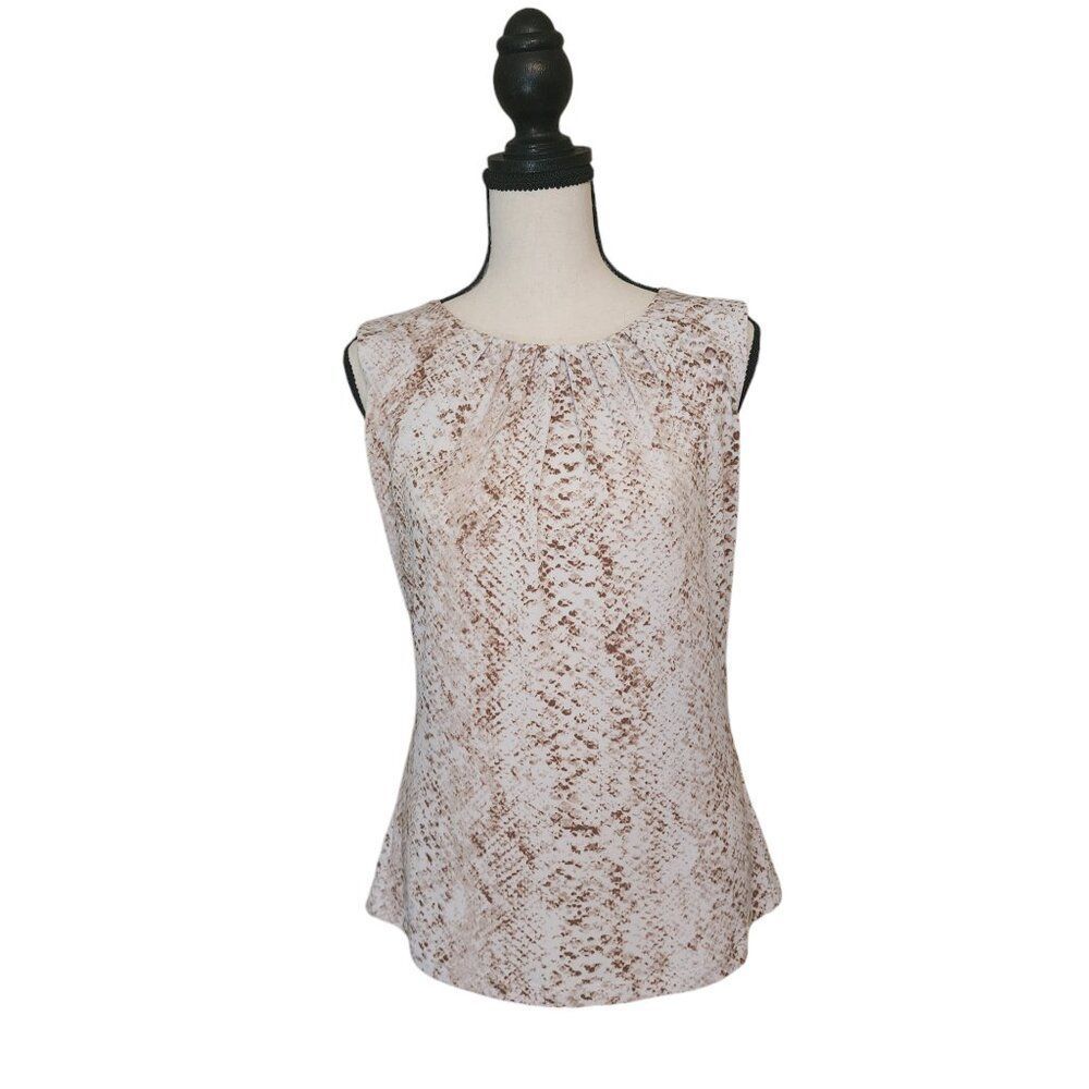 Calvin Klein Sleeveless Pleat Top in Snakeskin Print, Size Small